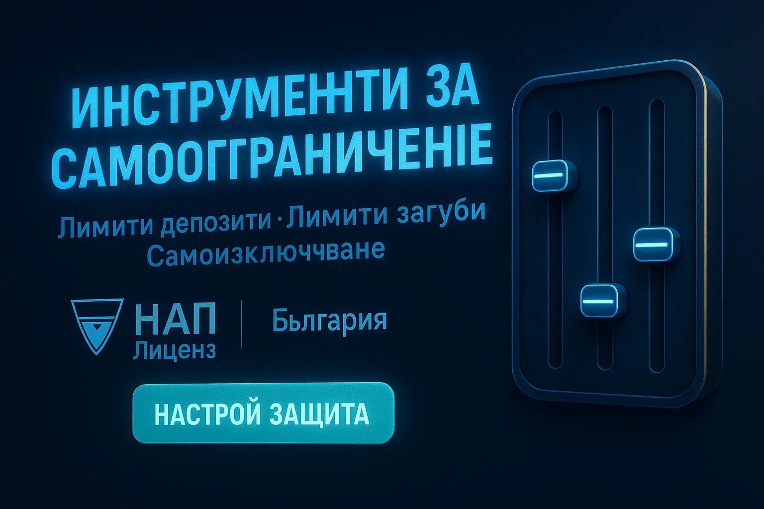 Банер за инструменти за самоограничение в казино с НАП лиценз и лимити